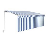 vidaXL Auvent manuel rétractable avec store 3×2,5 m Bleu et blanc