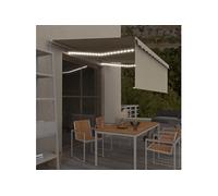 Vidaxl Auvent Manuel Rã©Tractable Avec Store Et Led 4x3 M Crã¿Me