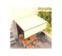 vidaXL Auvent Manuel Rétractable avec Store Banne Pliable Jardin Balcon Terrasse Patio Extérieur Protection contre Rayons UV 4x3 m Crème Crème G