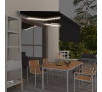 Auvent Manuel Rétractable avec Store et LED 4,5x3 m Bleu Blanc Banne vidaXL