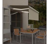 Auvent Manuel Rétractable avec Store et LED 4x3 m Orange Marron Banne vidaXL