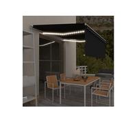 Auvent Manuel Rétractable avec Store et LED Banne Pliable Jardin Balcon Terrasse Extérieur Protection contre Rayons UV 4,5x3 m Anthracite