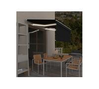 Vidaxl Auvent Manuel Rétractable Avec Store Et Led 3x2,5 M Anthracite