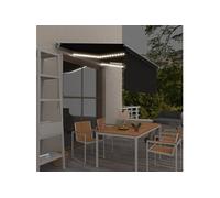 Vidaxl Auvent Manuel Rétractable Avec Store Et Led 3x2,5 M Anthracite
