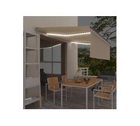Auvent Manuel Rétractable avec Store et LED Banne Pliable Jardin Balcon Terrasse Extérieur Protection contre Rayons UV 4x3 m Crème