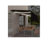 Auvent Manuel Rétractable avec Store et LED Banne Pliable Jardin Balcon Terrasse Extérieur Protection contre Rayons UV 6x3 m Anthracite