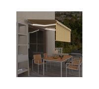 Auvent Manuel Rétractable avec Store et LED 4x3 m Orange Marron Banne vidaXL