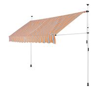 Store banne Manuel rétractable Auvent terrasse Marquise sans perçage avec manivelle Orange-Noir-Blanc 180x350cm