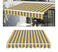 Auvent manuel rétractable de rechange pour extérieur, terrasse, tonnelle, protection UV, bleu, jaune, blanc, 4,5 x 2,5 m