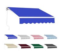 Auvent manuel rétractable pliable avec manivelle, imperméable et résistant à la décoloration pour terrasse, patio, balcon, restaurant (bleu, 400 x 250 cm)