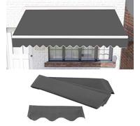 Auvent manuel rétractable pour terrasse, jardin, protection UV, 5,5 x 3,7 m, gris foncé, idéal pour la sécurité au soleil et la relaxation en plein air
