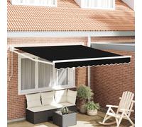 Auvent Manuel Rétractable Vidaxl Noir 350x250 Cm, Tissu De Remplacement Pour Auvent Vidaxl Pour Cadre 3.5x2.5 M Noir
