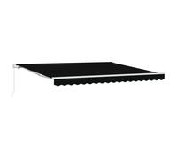 vidaXL Auvent Manuel rétractable Noir 400x350 cm, Tissu de Remplacement pour auvent pour Cadre de 4x3.5 m Noir