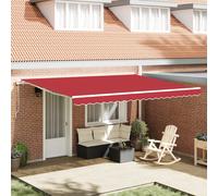 Auvent Manuel Rétractable Vidaxl Rouge 450x300 Cm, Tissu De Remplacement Pour Auvent Vidaxl Pour Cadre De 4,5x3 M Rouge