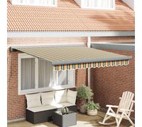 Auvent Manuel Rétractable Vidaxl Vert Et Jaune 350x250 Cm, Tissu De Remplacement Pour Auvent Vidaxl Pour Cadre De 3,5x2,5 M Vert Et Jaune