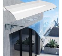 Auvent Marquise de Porte Exterieur Transparente en Plaque Polycarbonate, Auvent Porte d'Entree Protection Pluie Neige, Auvent de Terrasse Store Banne Manuel, Abri Auvent de Porte d'entrée