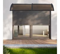 [en.casa] Auvent de Porte d'Entrée Design Marquise d'accueil Résistante aux Intempéries Polycarbonate Aluminium Plastique 5 mm d'Épaisseur 200 x 100 cm Noir Marron