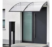 [en.casa] Auvent de Porte d'Entrée Design Marquise d'accueil Résistante aux Intempéries Polycarbonate Aluminium Plastique 5 mm d'Épaisseur 240 x 80 cm Noir Transparent