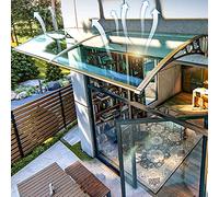 Auvent Moderne Courbé pour Porte D'entrée, Fenêtre, Balcon, Porche - Housse en Polycarbonate Transparente - Abri Pluie - Toit Silencieux pour Jardin, Patio, Extérieur (60x80cm)