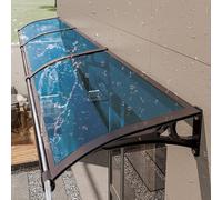 Auvent moderne en aluminium avec auvent en polycarbonate pour fenêtres, abri extérieur élégant, protection UV, protection contre la pluie et la neige, design de gouttière durable, parfait pour les