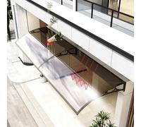 Auvent moderne en polycarbonate pour porte d'entrée avec supports incurvés pour terrasse, porche, abri de protection contre les UV et la pluie, pare-neige, 120 x 180 cm