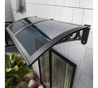 Auvent moderne gris en polycarbonate pour porte d'entrée, terrasse, véranda, protection UV, protection contre la pluie et la neige, pare-soleil extérieur, 80 x 100 cm