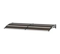 Auvent noir 240 x 75 cm en panneaux de polycarbonate avec support ABS et barres en aluminium - Auvent durable pour terrasse, balcon et jardin - Résistant aux intempéries et protection UV