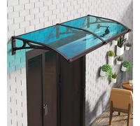 Auvent personnalisé en aluminium sans bruit avec housse en polycarbonate bleu - Grande protection de fenêtre pour évier et portes, auvent de pluie en tailles 60/80/100/120/150 cm