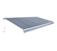 Auvent Pliable Manuel Bleu/Blanc Store Banne de Terrasse Patio Jardin vidaXL