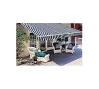Auvent pliable motorisé 600 cm Bleu/blanc