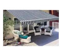 Auvent Pliable motorisé 600 cm Bleu Blanc Cadre Aluminium Robuste Tissu Polyester 270 g/m² résistant Eau UV télécommande Incluse pour terrasse Jardin extérieur Protection Solaire réglable