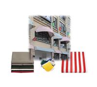 Auvent pliable pour portes et fenêtres - Tente imperméable avec cadre - Abri de terrasse - Toutes saisons - Rouge et blanc - 100 cm - Protection solaire