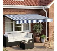 Auvent pliant électrique 3 x 2,5 m Polyester avec revêtement PU, auvent de terrasse semi-cassette avec télécommande et manivelle, cadre en acier aluminium, montage mural facile