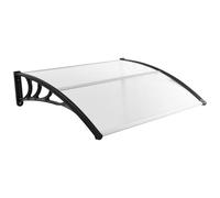 Auvent porte d'entrée 122 x 99 x 28 cm protection intempéries durable ambiance moderne en polycarbonate noir 20_0010448