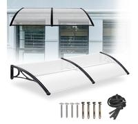 Auvent Porte d'entrée, 200x100cm, PC Transparent Porte d'entrée Auvent avec Cadre en Aluminium, Auvent Balcon avec Protection UV, Protection Pluie pour entrée, Balcon, Fenêtre, Terrasse