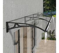 Auvent Porte D'Entree de 80 100 120 200 240 cm Protection Solaire, Marquise de Porte Et Fenêtres Polycarbonate Protection Pluie Et UV pour Terrasse Jardin(80 * 200cm)