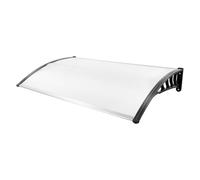 Auvent pour porte d'entrée - 90 x 150 cm - En polycarbonate - Transparent - Avec support noir - Résistant aux UV - Protection contre les intempéries - Pour entrée de maison, balcon, porte de terrasse