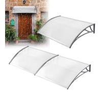 Auvent pour porte - HENGMEI - 150 x 100 cm - Polycarbonate - Protection contre intempéries - Cadre gris