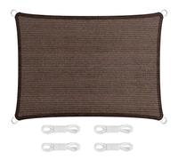 Auvent rectangulaire respirant - 260 x 400 cm - Protection UV à 95 % - Pour camping et balcon - Balustrade à angle droit - Avec cordes de tension - Durable - Marron