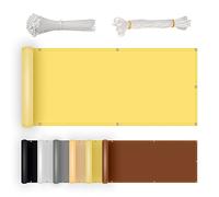 Auvent résistant aux intempéries, Dimensions 70 x 1350 cm, idéal pour balcons, terrasses et Jardins. Coupe-Vent et Opaque, de Couleur Jaune, avec Attaches et Cordes, Parfait pour préserver v