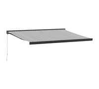 Auvent rétractable - 4 x 3 m - Gris et blanc - En tissu et aluminium - Pour portes extérieures, pergola - Protection solaire - Résistant aux intempéries