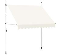 Auvent rétractable à la main, 250 cm, blanc crème | polyester avec revêtement PU, cadre en acier, imperméable, utilisable comme store de fenêtre, manivelle montable à gauche ou