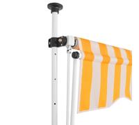 Auvent rétractable à la main, 250 cm, orange et blanc, rayé | Cadre en acier, polyester avec revêtement PU, imperméable, amovible et lavable, manivelle montable à gauche/droite