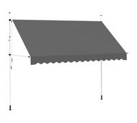 Auvent rétractable à la main - 350 cm - Anthracite | polyester avec revêtement PU, cadre en acier, imperméable, manivelle à monter à gauche ou à droite
