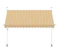 Auvent rétractable à la main - 350 cm - Jaune/bleu | polyester avec revêtement PU, cadre en acier, imperméable, toit pare-soleil amovible, manivelle montable gauche/droite