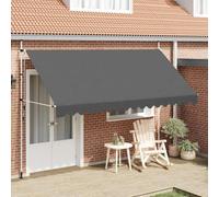 Auvent rétractable à la main - 400 cm - Anthracite | polyester avec revêtement PU, imperméable, cadre en acier, utilisable comme store de fenêtre, manivelle montable gauche