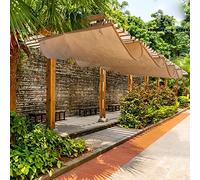 Auvent rétractable à Voile Pare-Soleil, Retractable Wave Shade Sail Beige Multiple Sizes 70 Percent Sun Protection with Mounting Kit(1.6x9m/5.2x29.5ft)