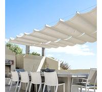 Auvent rétractable à Voile Pare-Soleil, Retractable Wave Shade Sail White U Shape Waterproof Resistant Multiple Sizes(1.5x15m/4.9x49ft)
