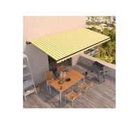 vidaXL Luifel automatisch uittrekbaar 600x350 cm geel en wit3069248 Blanc G