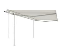 Auvent Rétractable Automatique avec Poteaux 4,5x3 m Crème Store Balcon vidaXL